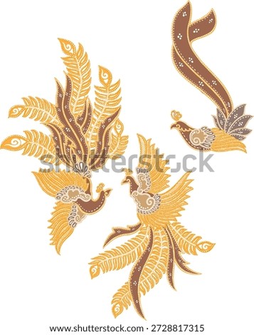Traditional Batik Phoenix Bird Elements