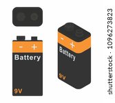Traditional Battery 9V. Dark colors.