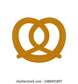 Traditional Bavarian pretzel isolated on white. Flat vector icon. Easy to edit template for logo design, poster, banner, flyer, t-shirt, invitation, sticker, etc. 