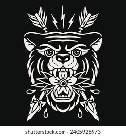 Arte vectorial del tatuaje tradicional del oso