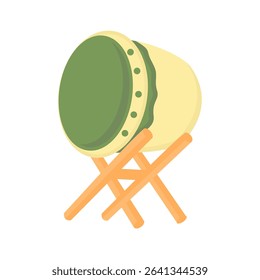 Traditional Bedug Drum Flat Illustration for Ramadan Greeting Cards, Islamic Festival Posters, Mosque Decoration Design, and Muslim Cultural Celebration Content