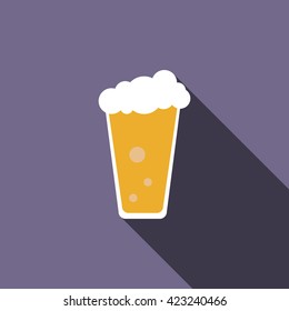 Traditional beer glass icon, flat style