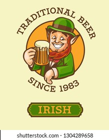 traditional beer label with leprechaun