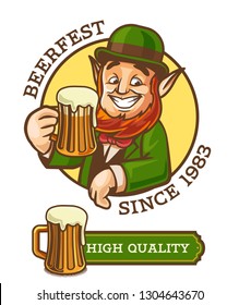 traditional beer label with leprechaun