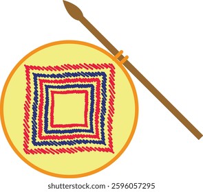 Traditional Bengali Hand Fan Vector Illustration. Colorful vector of a handmade Bengali bamboo hand fan used in rural areas and cultural celebrations like Pohela Boishakh.