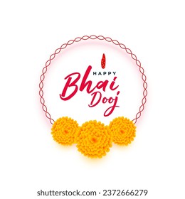 traditional bhai dooj celebration background with marigold flower design vector