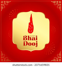 traditional bhai dooj wishes background with roli tilak design vector. Translation: Bhai dooj, it is a festival where bhai means brother and dooj means second day after new moon