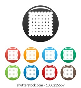 Traditional biscuit icons set 9 color vector isolated on white for any design