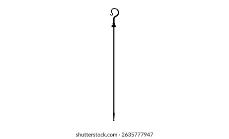 traditional Bishop Crosier symbol, black isolated silhouette