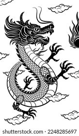 Traditional black Chinese Dragon for tattoo design ,Chinese new year and all festivals (translate : Chinese Dragon)