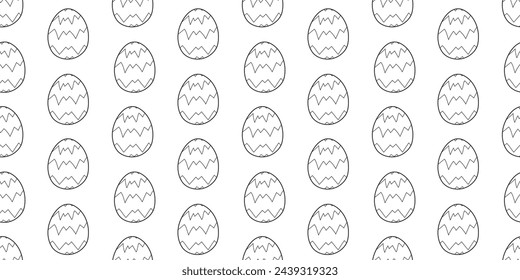 Traditionelles schwarzes konturiertes Ostereier Nahtloses Doodle Muster auf weißem Hintergrund isoliert. Einfache handgezeichnete monochrome Konturzeichnung. Perfekt für Tapeten oder Stoff.