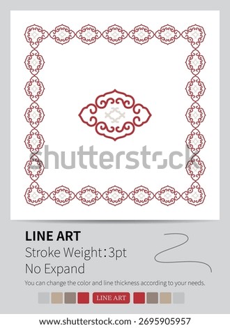 Traditional black outline cloud patterns form a decorative square frame and inner motif.
