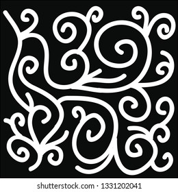 Traditional black and white abstract patterns are formed from the growth of budding wild plants and will flower as inspiration for both batik and doodle clothing patterns