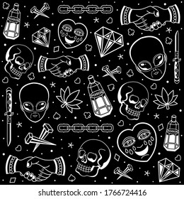 traditional black and white tattoo, vector EPS 10