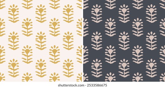 Traditionelles Blockdruckdesign. Batik Design Muster. Ajrakh-Design. EPS-Dateiformat für Blumen.