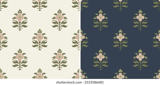 Traditional block print design. batik design pattern. ajrakh design. Floral Art. EPS file format.