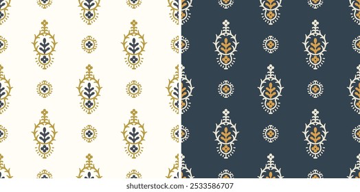 Traditional block print design. batik design pattern. ajrakh design. Floral Art. EPS file format.