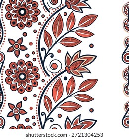 Patrón tradicional de azulejos sin costuras en flor con motivos florales intrincados y tonos ricos para el concepto de decoración del hogar atemporal como motivos florales intrincados y tonos ricos crean el patrón tradicional de azulejos sin costuras para la decoración del hogar atemporal en Foto de archivo Concepto y espacio vacío en el lado izquierdo, sin texto --ar 7:2 --tile