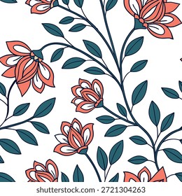 Traditional blossom seamless tile pattern with detailed floral motifs and rich colors for timeless decor concept as Detailed floral motifs and rich colors create traditional seamless tile pattern for timeless decor in Photo Stock Concept and empty space on the left side,no text --ar 7:2 --tile