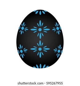 traditional blue and black painted easter egg vector on white background