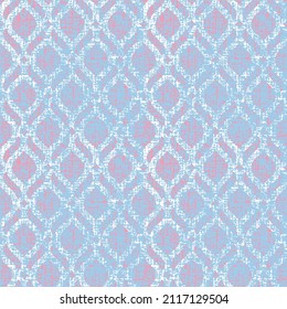 Traditional blue geometric retro pattern. Seamless ethnic fabric print. Rhombus tribe ornament in green and blue shades