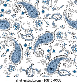 traditional blue Indian paisley pattern