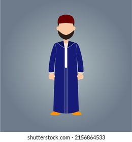 Traditional Blue Moroccan Djellaba, One of the Most Popular Moroccan Men's Clothes