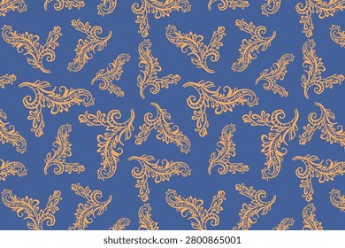 Traditional blue tile block print paisley seamless pattern for activewear leggings