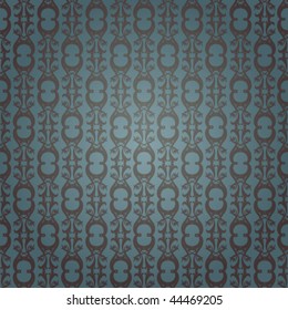 Papel de pared azul tradicional.  (Repetición de vector sin inconvenientes).