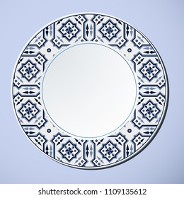 Traditional Blue And White Porcelain, Abstract Patterns 