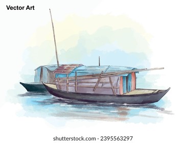 Traditional boat of Bangladesh vector art