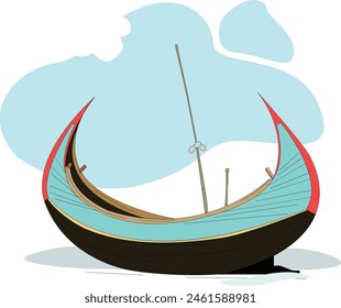 Traditional boat of Bangladesh vector which known as sampan.