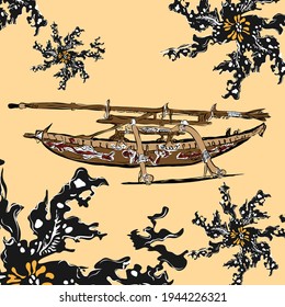 Traditional Boat Batik Motif From Papua