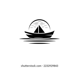 Traditional Boat Logo Icon Design Minimalist Abstract Vector Illustration.