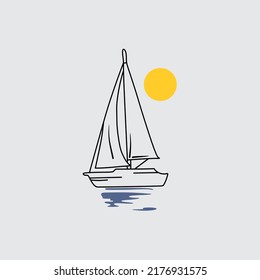 traditional boat vector line art design, suitable use for symbol, sign, or element design to describe sea and boat