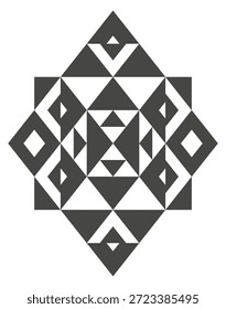 Padrão têxtil boêmio tradicional em estilo geométrico preto