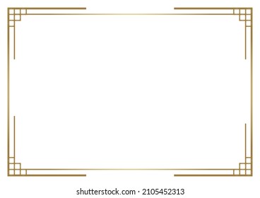 Traditional border and frame. Golden line vintage.