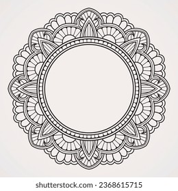 Traditionelle Grenze Mandala. geeignet für Henna, Tattoos, Fotos, Farbbücher. Islam, Hinteru, Buddha, India, Pakistan, Chinesisch, Arab