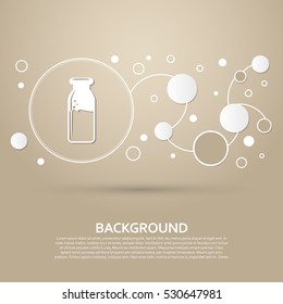 traditional bottle of milk icon on a brown background with elegant style and modern design infographic. Vector illustration