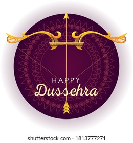 traditional bow and arrow for festival happy Dussehra on purple background vector illustration design