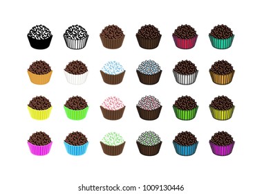 Traditional Brazilian Brigadeiro Vector Icons.