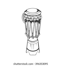 traditional Brazilian Capoeira musical instrument atabaque. black and white hand-drawing vector illustration