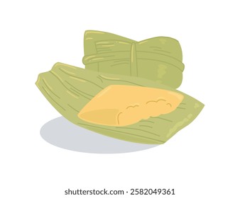 Traditional Brazilian corn dish illustration. Pamonha isolated vector.