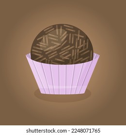 Traditional Brazilian dessert brigadeiro. illustration of Latino American dish.