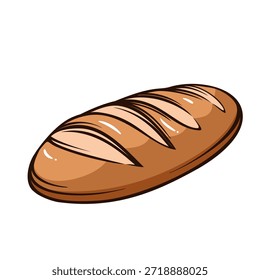 Pão de pão tradicional com crosta cozida, padrão superior fatiado, pão de padaria rústico em estilo de gravação, ilustração de comida clássica com linhas detalhadas. ilustração vetorial