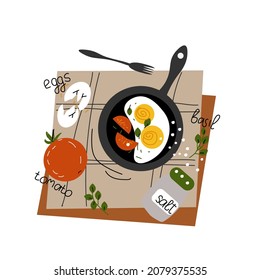 Desayuno tradicional. Ilustración vectorial en fondo blanco
