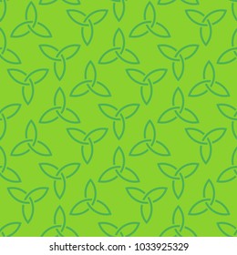 Traditional bright green celtic style braided knot seamless pattern. Irish St. Patrick's day vector backround illustration.