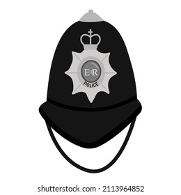 Traditional British Bobby Police Helmet Isolated On White Background