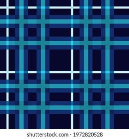 Traditional british seamless pattern known as tartan in blue, light blue, white.