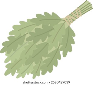 Traditional broom for sauna or bath made of natural twigs. Object for wellness and relaxation isolated on white background